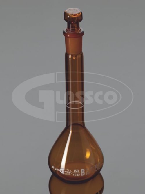 Best Manufacturer, Suppliers & Exporters of High-Quality Laboratory - Volumetric Flasks Amber Glass Class-B With Hollow glass Stopper ISO