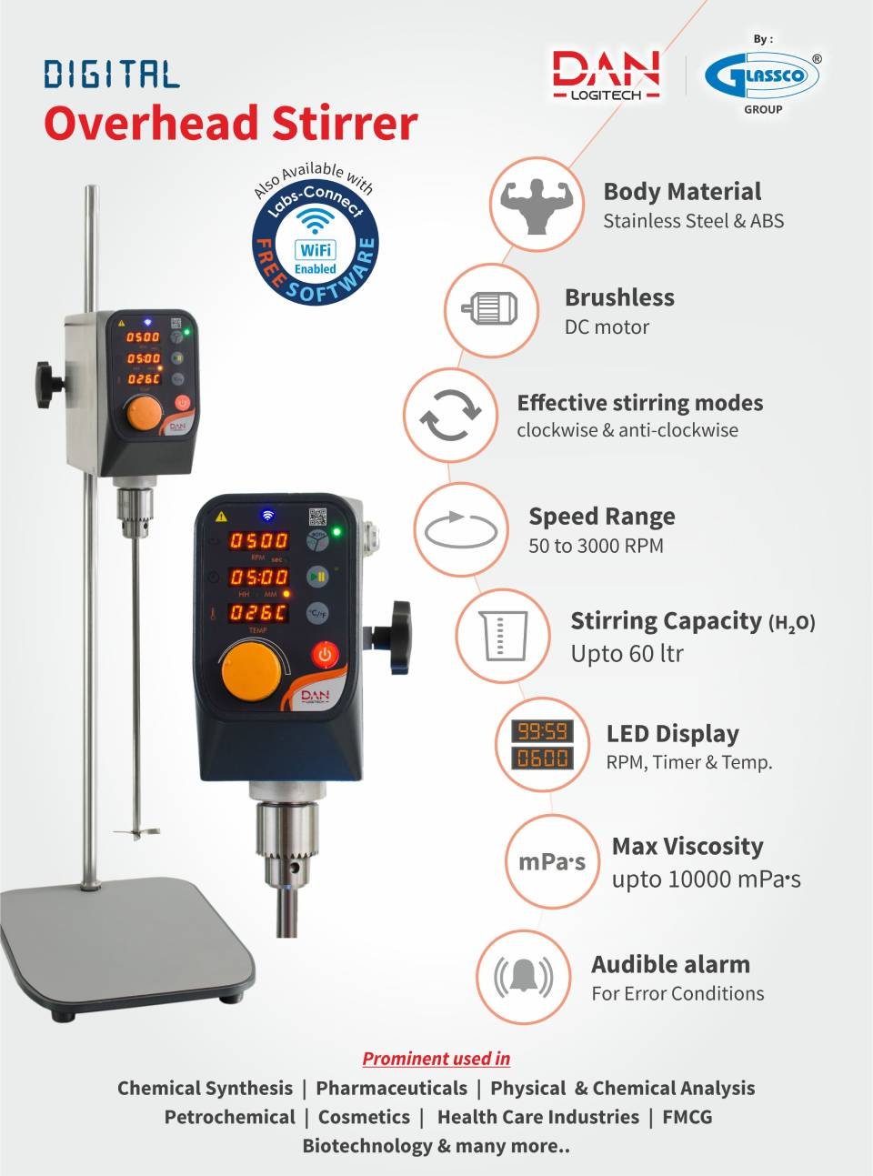 Glassco Digital Overhead Stirrer