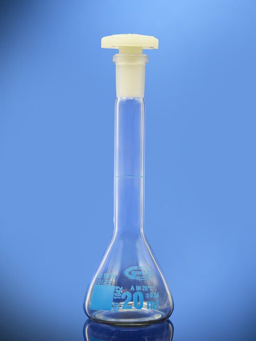 Glassco's Class A Trapezoidal Volumetric Flask with Clear Glass