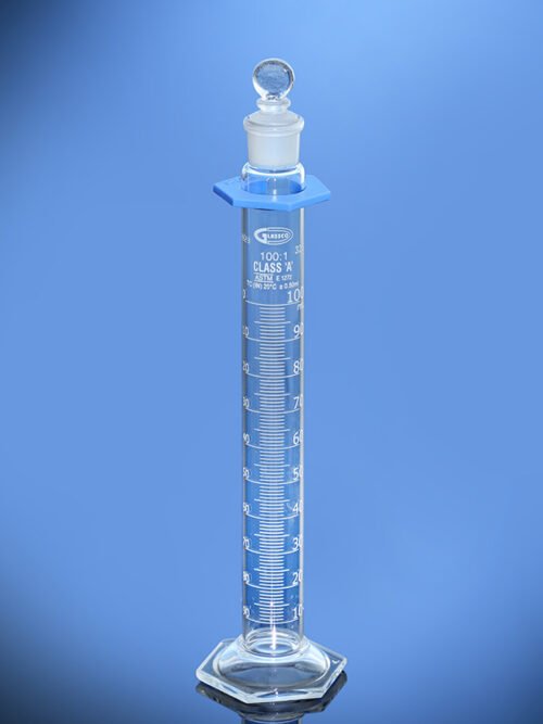 Glasco Class A Graduated Measuring Cylinder with Hex Base.
